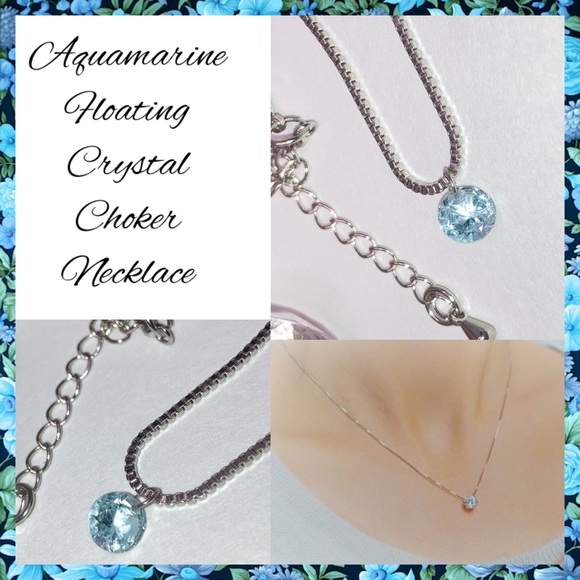 0.84ct Aquamarine Topaz Floating Pendant Necklace - Picture 1 of 5